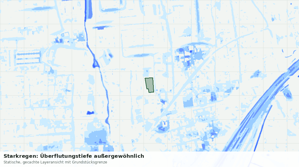 Statische Kartenansicht: Starkregen: Überflutungstiefe außergewöhnlich