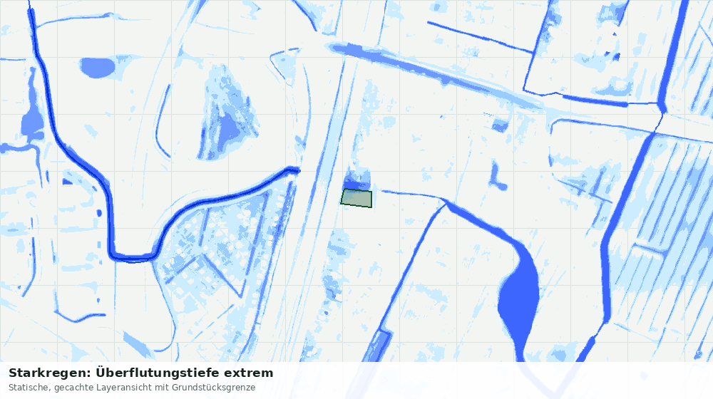 Statische Kartenansicht: Starkregen: Überflutungstiefe extrem