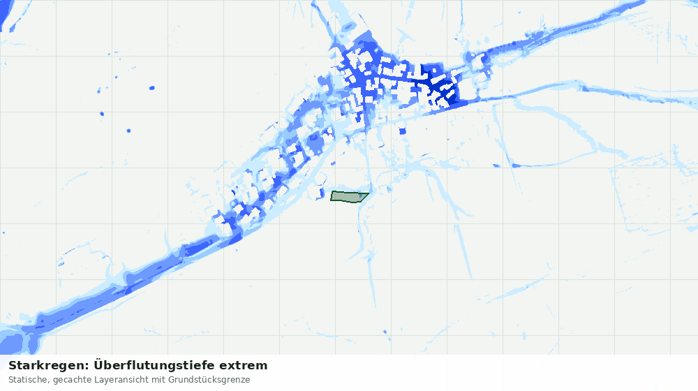 Statische Kartenansicht: Starkregen: Überflutungstiefe extrem