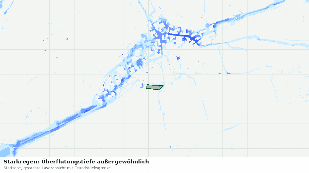 Statische Kartenansicht: Starkregen: Überflutungstiefe außergewöhnlich