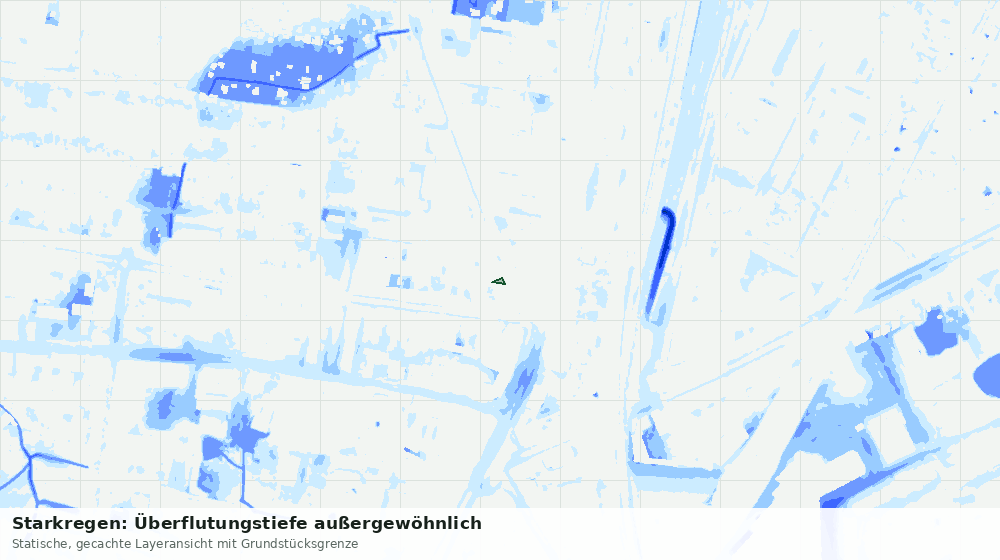 Statische Kartenansicht: Starkregen: Überflutungstiefe außergewöhnlich