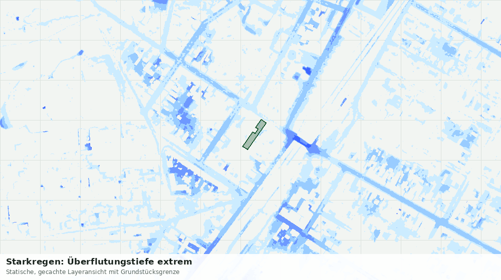 Statische Kartenansicht: Starkregen: Überflutungstiefe extrem