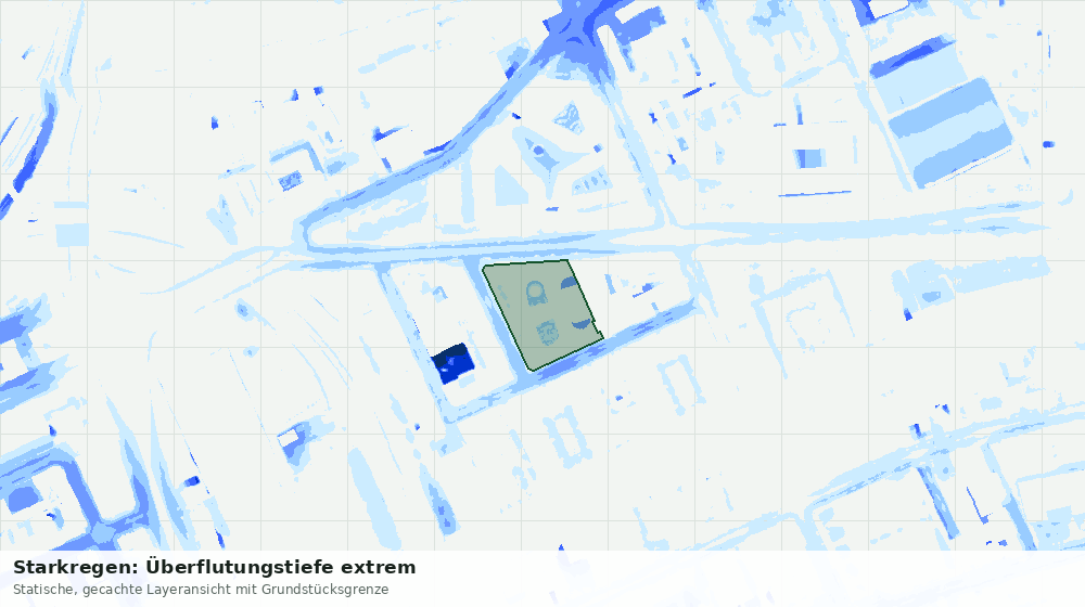 Statische Kartenansicht: Starkregen: Überflutungstiefe extrem
