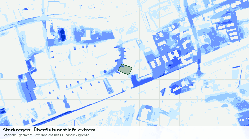 Statische Kartenansicht: Starkregen: Überflutungstiefe extrem