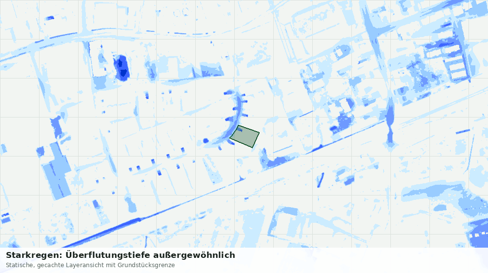 Statische Kartenansicht: Starkregen: Überflutungstiefe außergewöhnlich