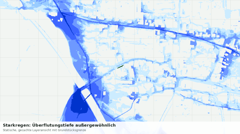 Statische Kartenansicht: Starkregen: Überflutungstiefe außergewöhnlich