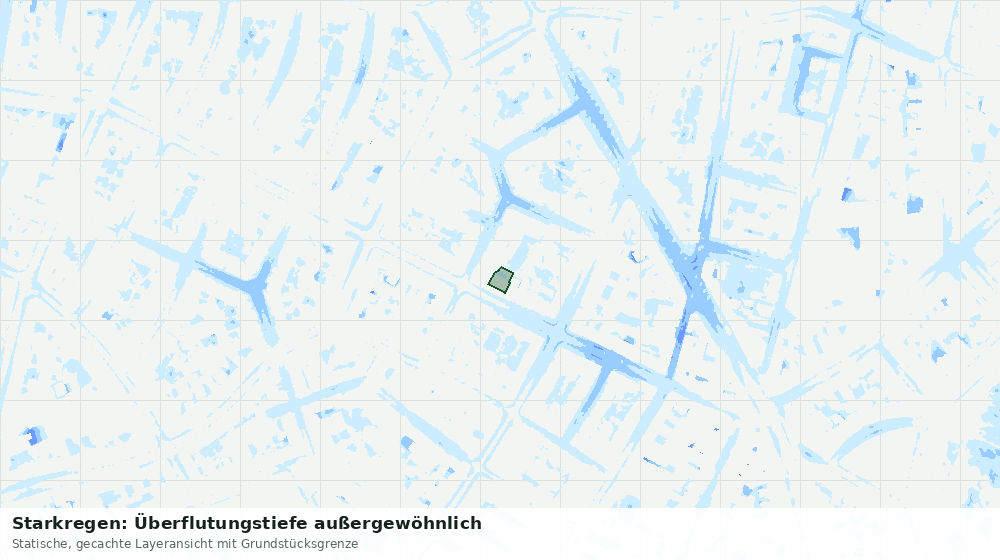 Statische Kartenansicht: Starkregen: Überflutungstiefe außergewöhnlich