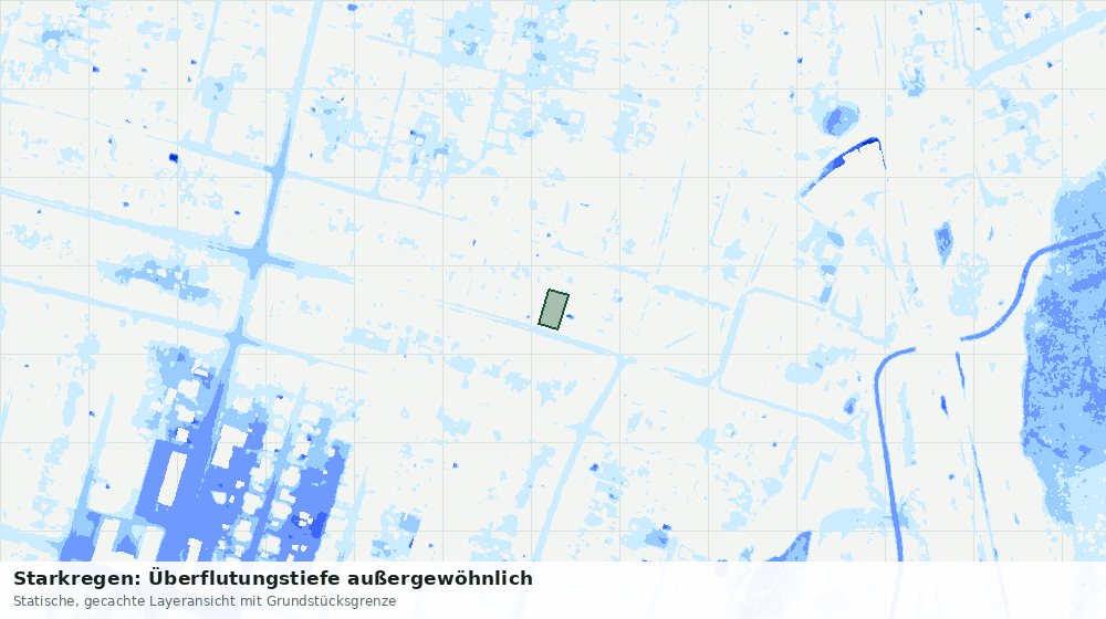 Statische Kartenansicht: Starkregen: Überflutungstiefe außergewöhnlich