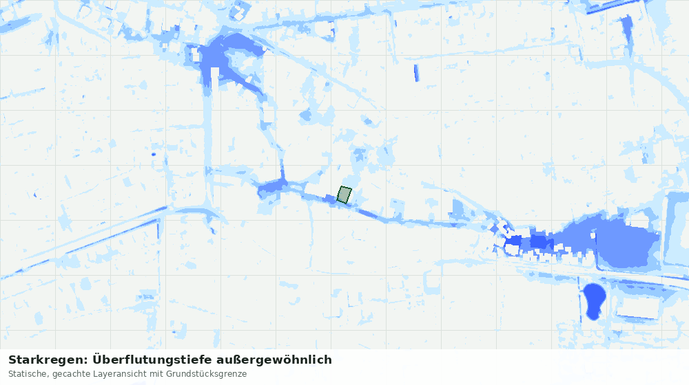 Statische Kartenansicht: Starkregen: Überflutungstiefe außergewöhnlich