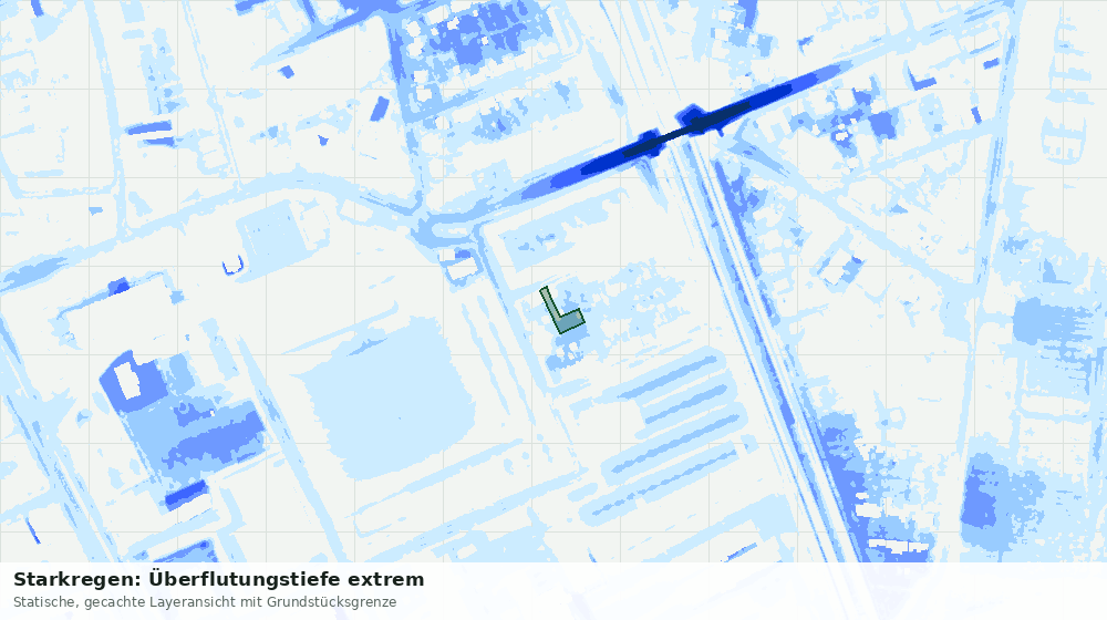Statische Kartenansicht: Starkregen: Überflutungstiefe extrem