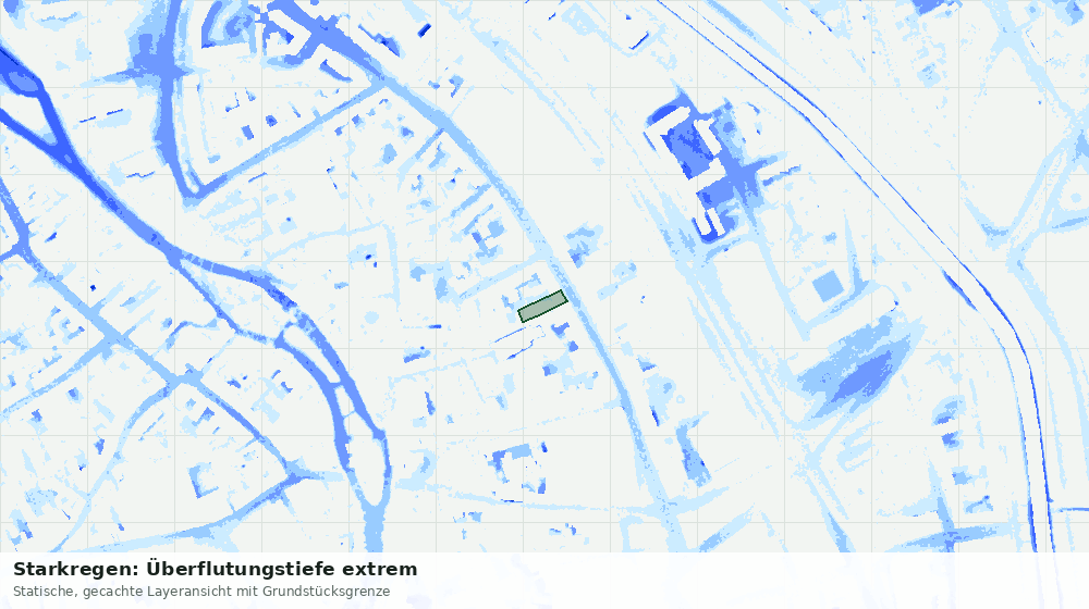 Statische Kartenansicht: Starkregen: Überflutungstiefe extrem