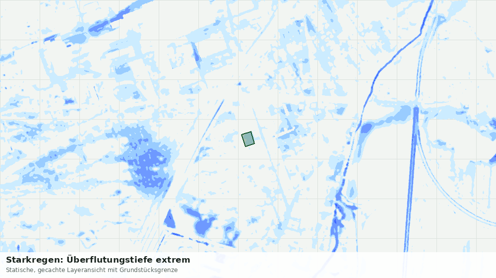 Statische Kartenansicht: Starkregen: Überflutungstiefe extrem