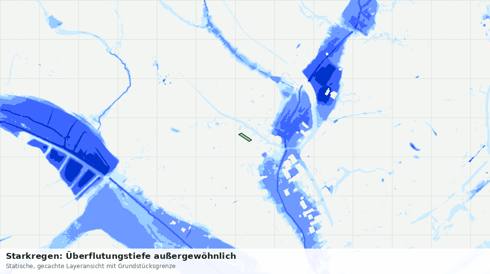 Statische Kartenansicht: Starkregen: Überflutungstiefe außergewöhnlich