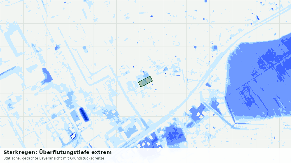 Statische Kartenansicht: Starkregen: Überflutungstiefe extrem
