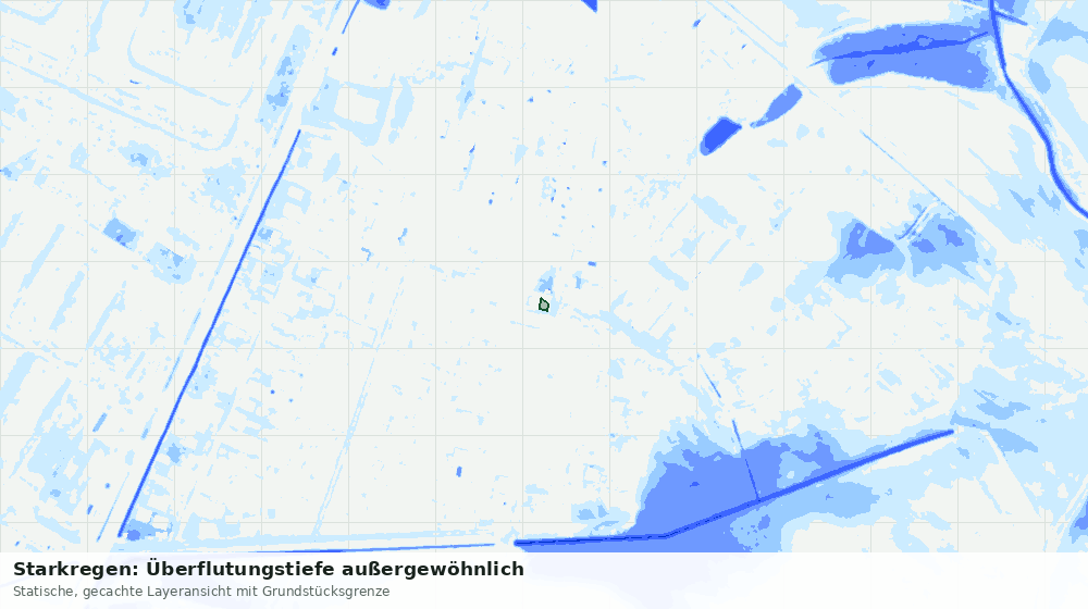 Statische Kartenansicht: Starkregen: Überflutungstiefe außergewöhnlich