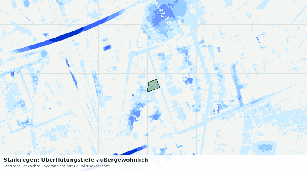 Statische Kartenansicht: Starkregen: Überflutungstiefe außergewöhnlich