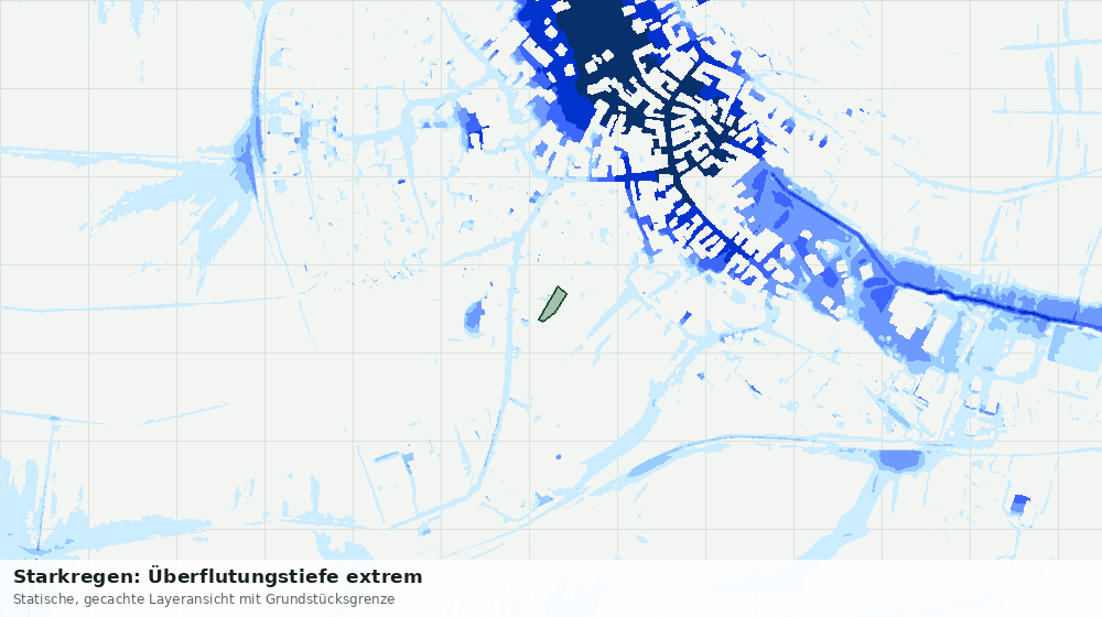 Statische Kartenansicht: Starkregen: Überflutungstiefe extrem
