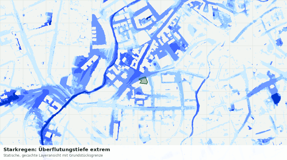 Statische Kartenansicht: Starkregen: Überflutungstiefe extrem