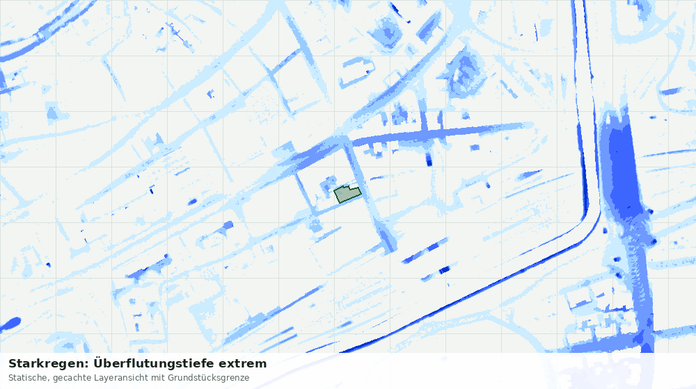 Statische Kartenansicht: Starkregen: Überflutungstiefe extrem