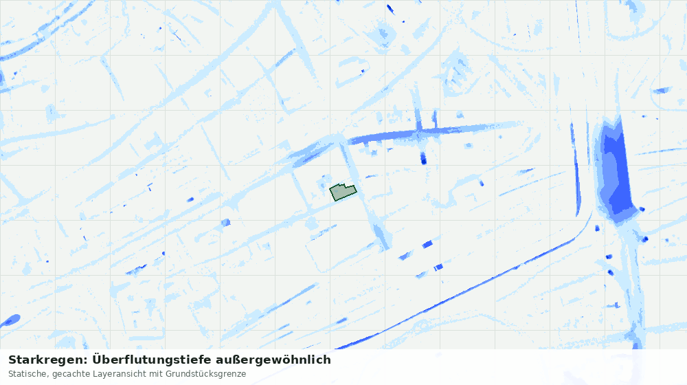 Statische Kartenansicht: Starkregen: Überflutungstiefe außergewöhnlich