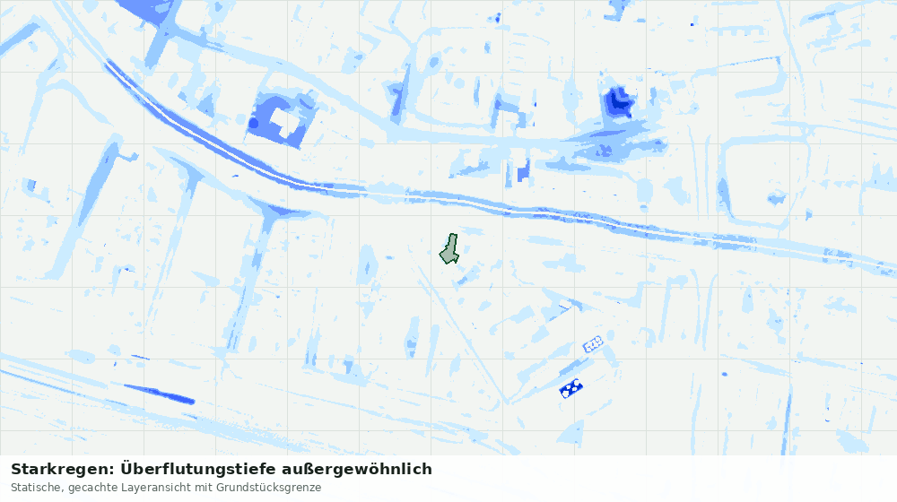 Statische Kartenansicht: Starkregen: Überflutungstiefe außergewöhnlich