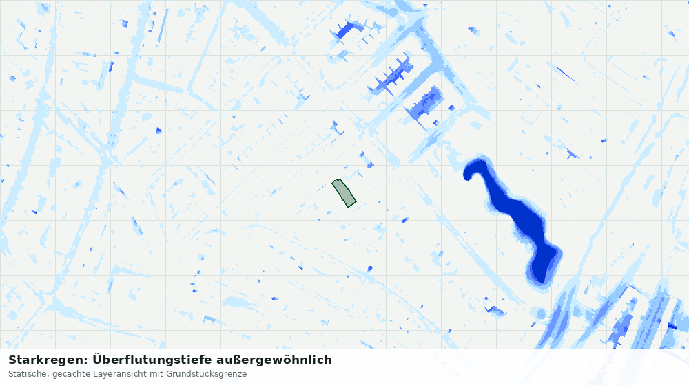 Statische Kartenansicht: Starkregen: Überflutungstiefe außergewöhnlich