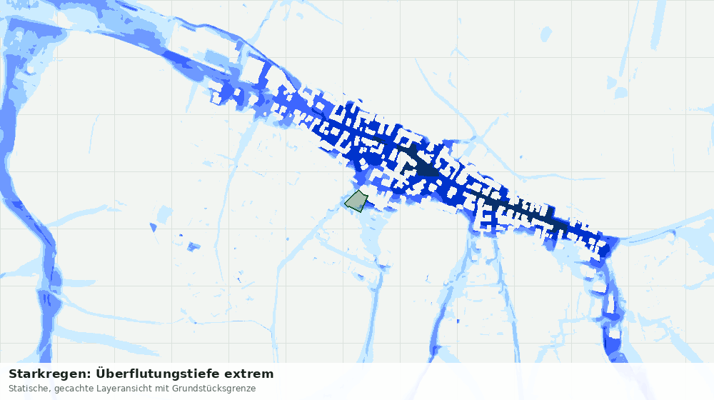 Statische Kartenansicht: Starkregen: Überflutungstiefe extrem