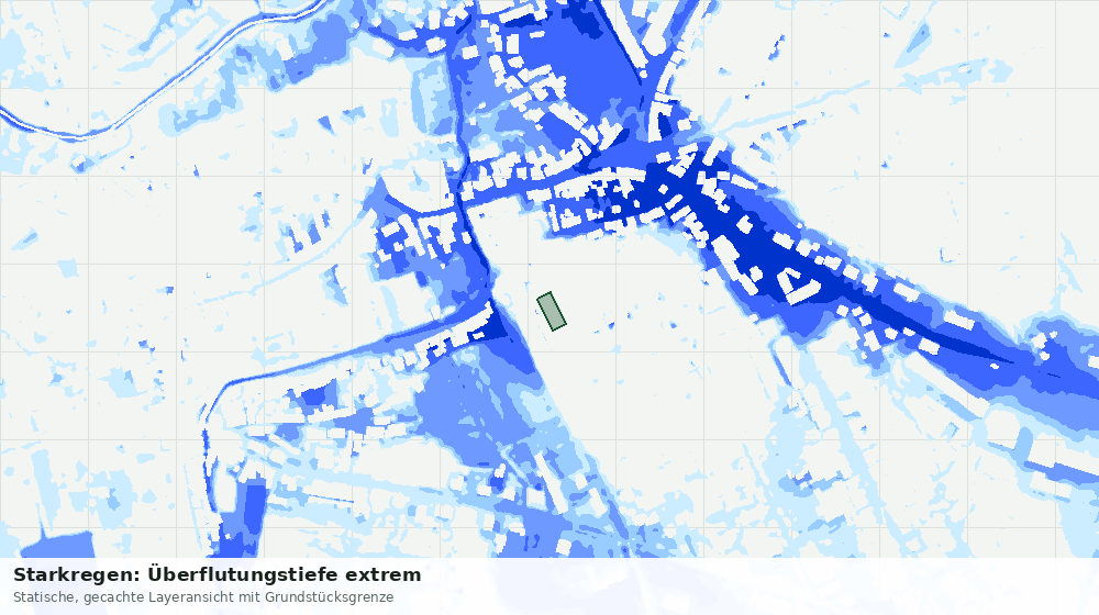 Statische Kartenansicht: Starkregen: Überflutungstiefe extrem