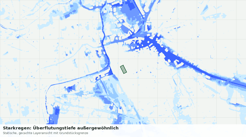 Statische Kartenansicht: Starkregen: Überflutungstiefe außergewöhnlich