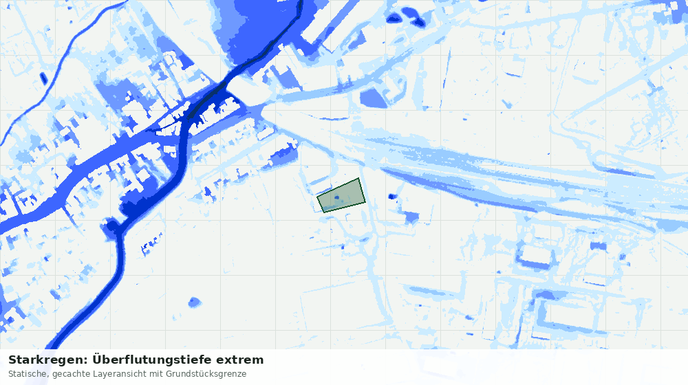 Statische Kartenansicht: Starkregen: Überflutungstiefe extrem