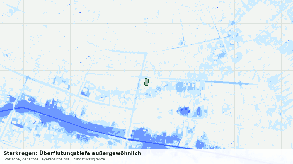 Statische Kartenansicht: Starkregen: Überflutungstiefe außergewöhnlich