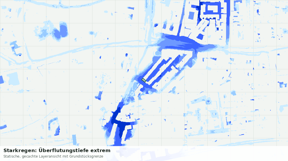 Statische Kartenansicht: Starkregen: Überflutungstiefe extrem