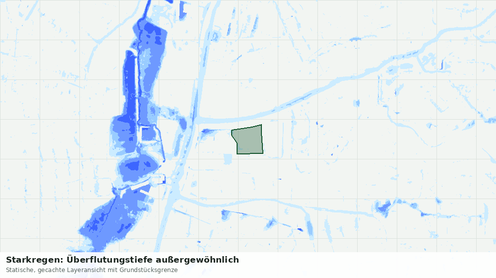 Statische Kartenansicht: Starkregen: Überflutungstiefe außergewöhnlich