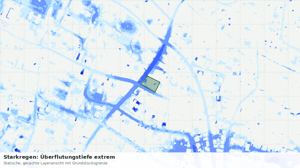 Statische Kartenansicht: Starkregen: Überflutungstiefe extrem