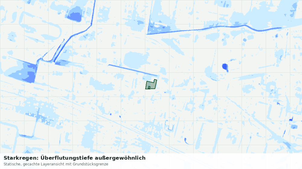 Statische Kartenansicht: Starkregen: Überflutungstiefe außergewöhnlich