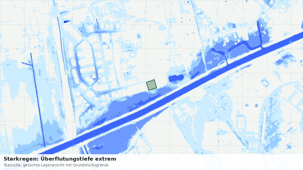 Statische Kartenansicht: Starkregen: Überflutungstiefe extrem
