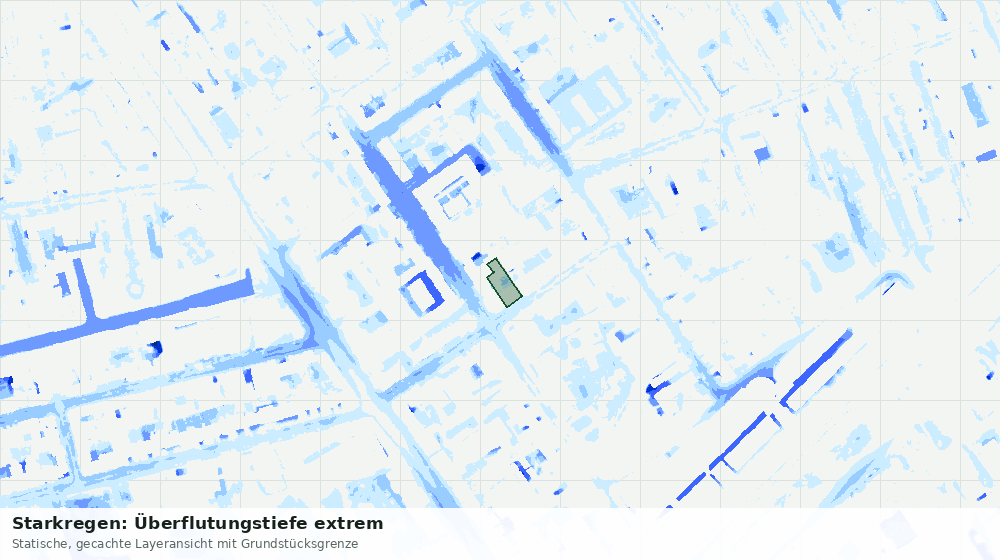 Statische Kartenansicht: Starkregen: Überflutungstiefe extrem