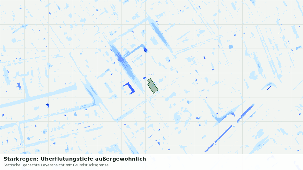 Statische Kartenansicht: Starkregen: Überflutungstiefe außergewöhnlich