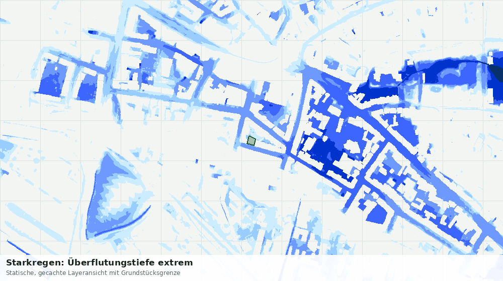 Statische Kartenansicht: Starkregen: Überflutungstiefe extrem