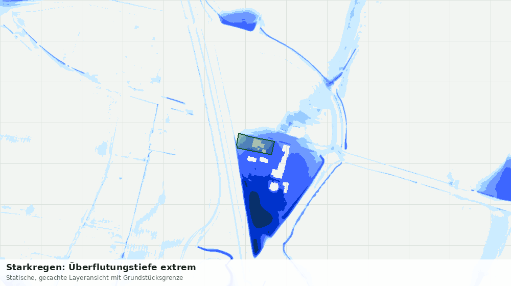 Statische Kartenansicht: Starkregen: Überflutungstiefe extrem