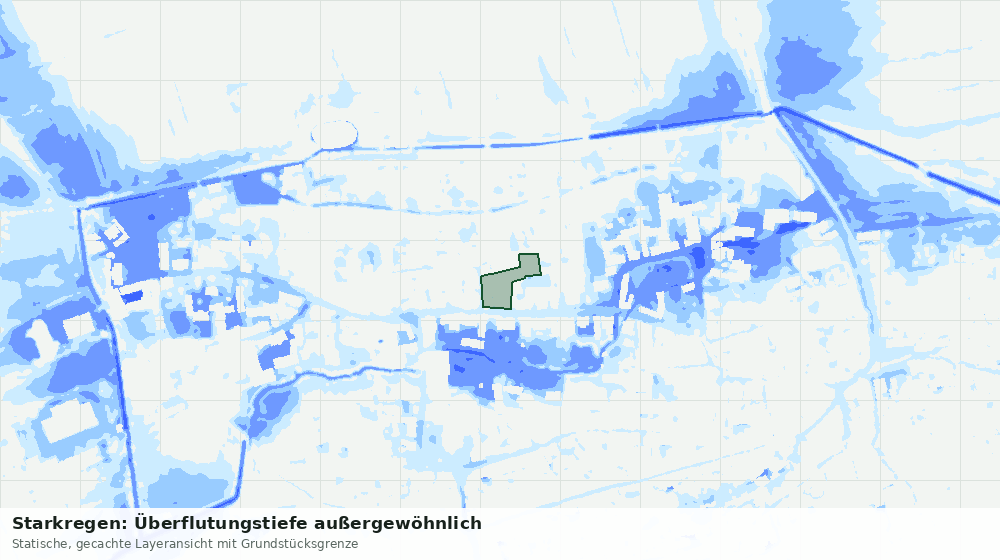 Statische Kartenansicht: Starkregen: Überflutungstiefe außergewöhnlich