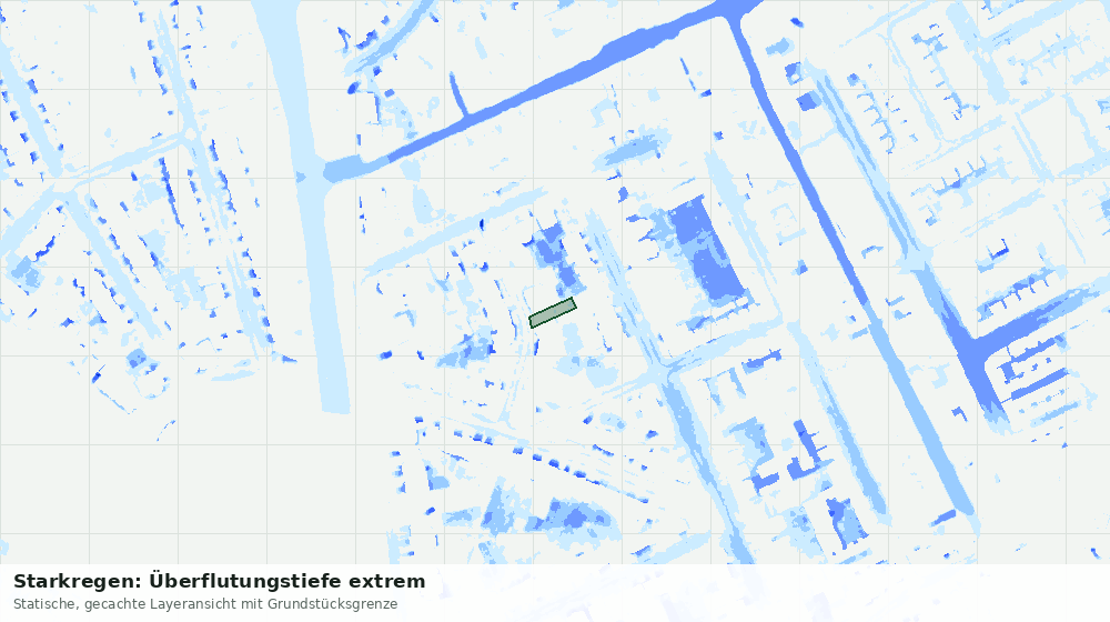 Statische Kartenansicht: Starkregen: Überflutungstiefe extrem