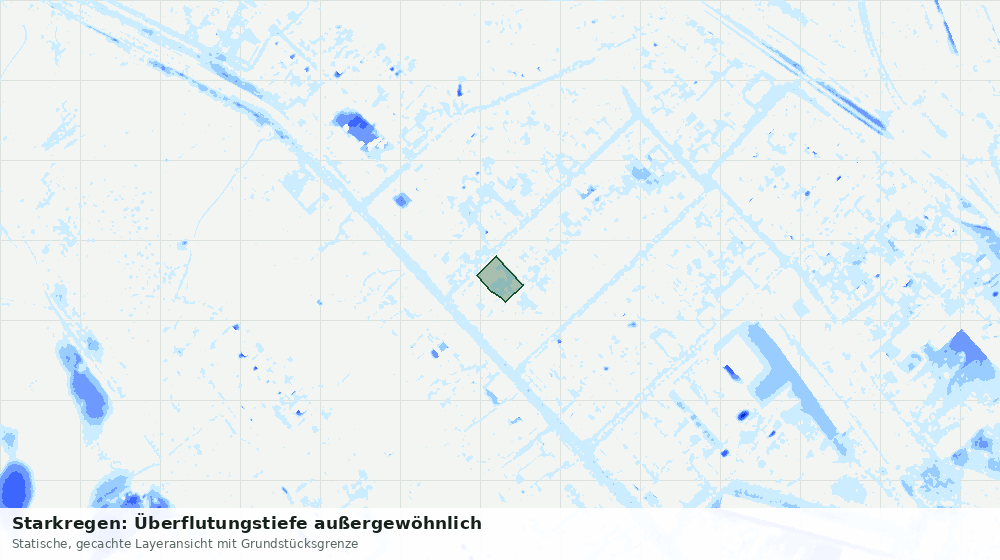 Statische Kartenansicht: Starkregen: Überflutungstiefe außergewöhnlich