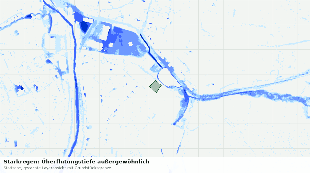 Statische Kartenansicht: Starkregen: Überflutungstiefe außergewöhnlich