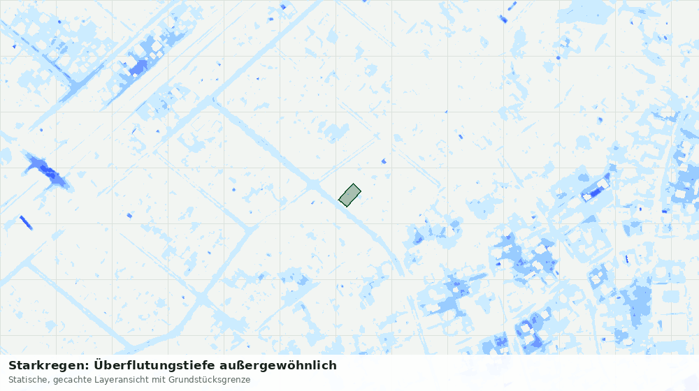 Statische Kartenansicht: Starkregen: Überflutungstiefe außergewöhnlich