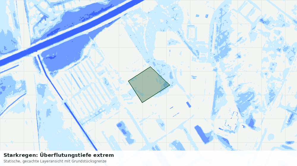 Statische Kartenansicht: Starkregen: Überflutungstiefe extrem
