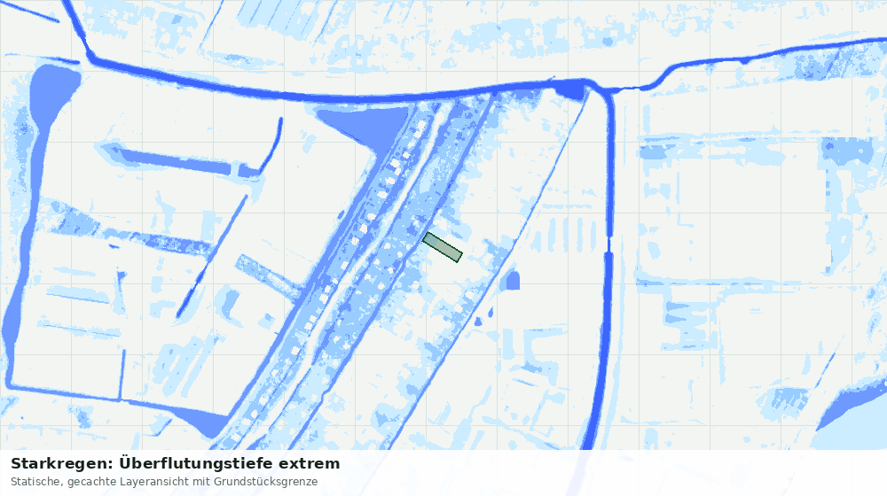 Statische Kartenansicht: Starkregen: Überflutungstiefe extrem