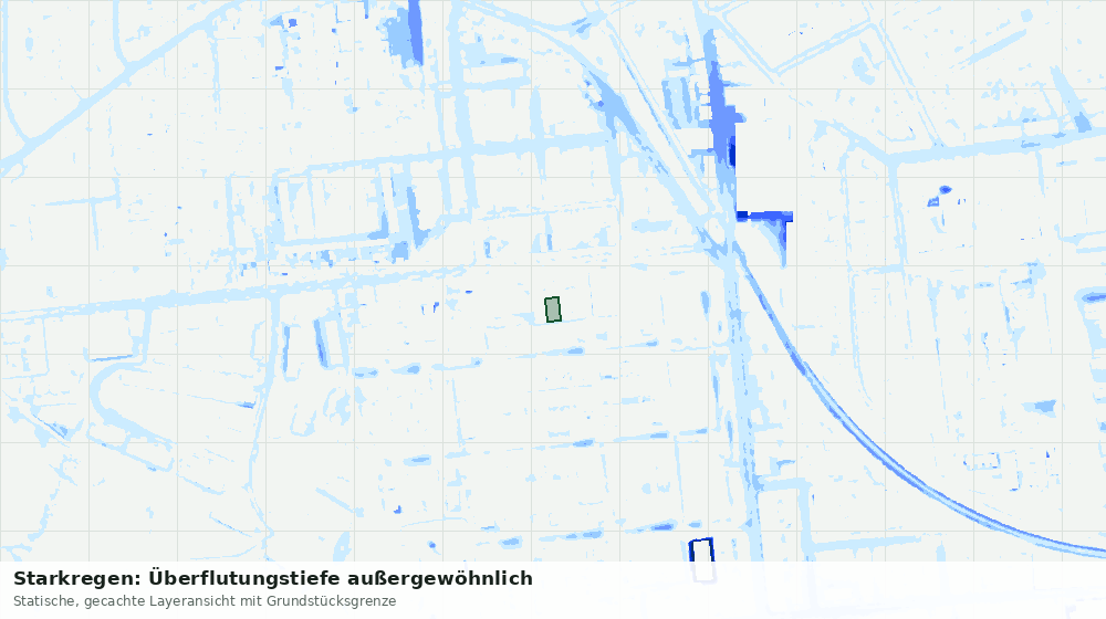 Statische Kartenansicht: Starkregen: Überflutungstiefe außergewöhnlich
