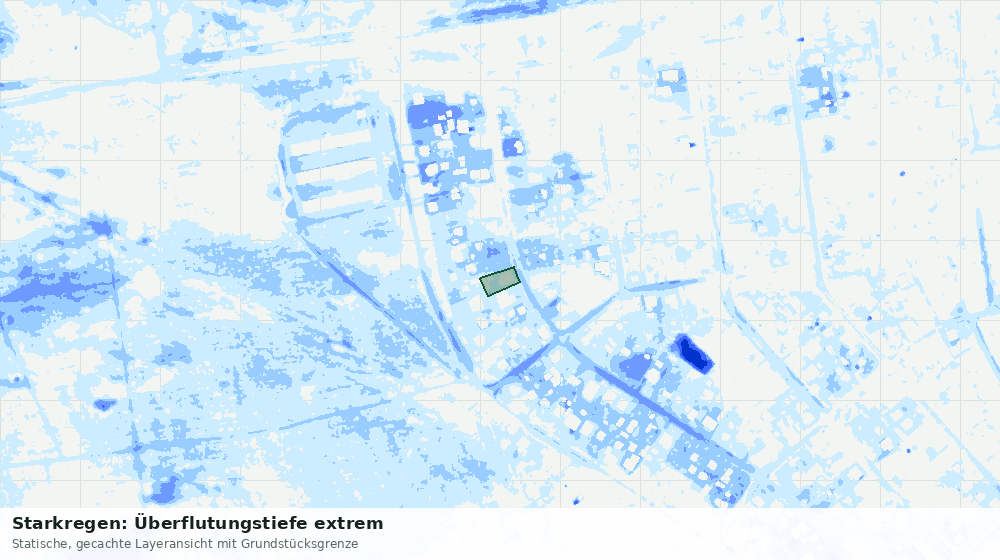 Statische Kartenansicht: Starkregen: Überflutungstiefe extrem