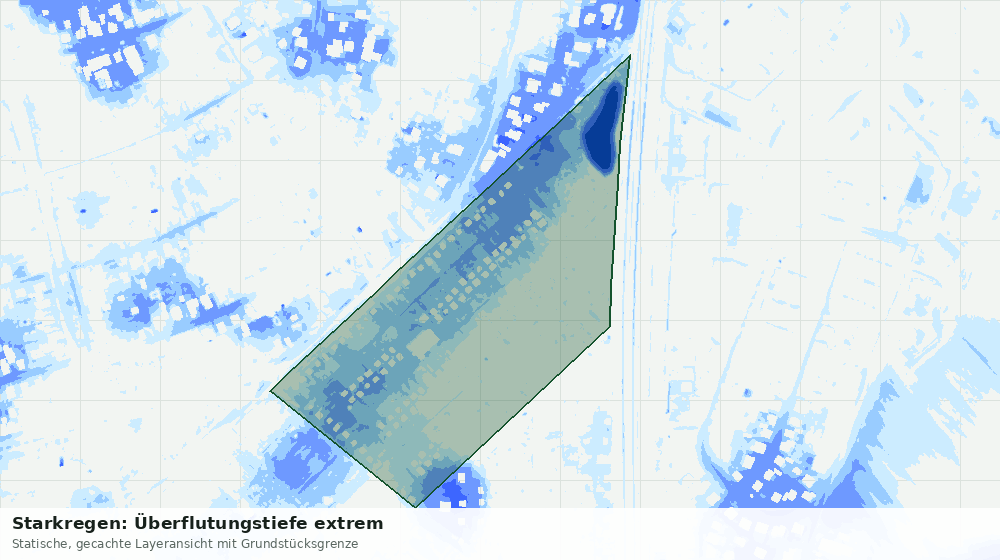 Statische Kartenansicht: Starkregen: Überflutungstiefe extrem